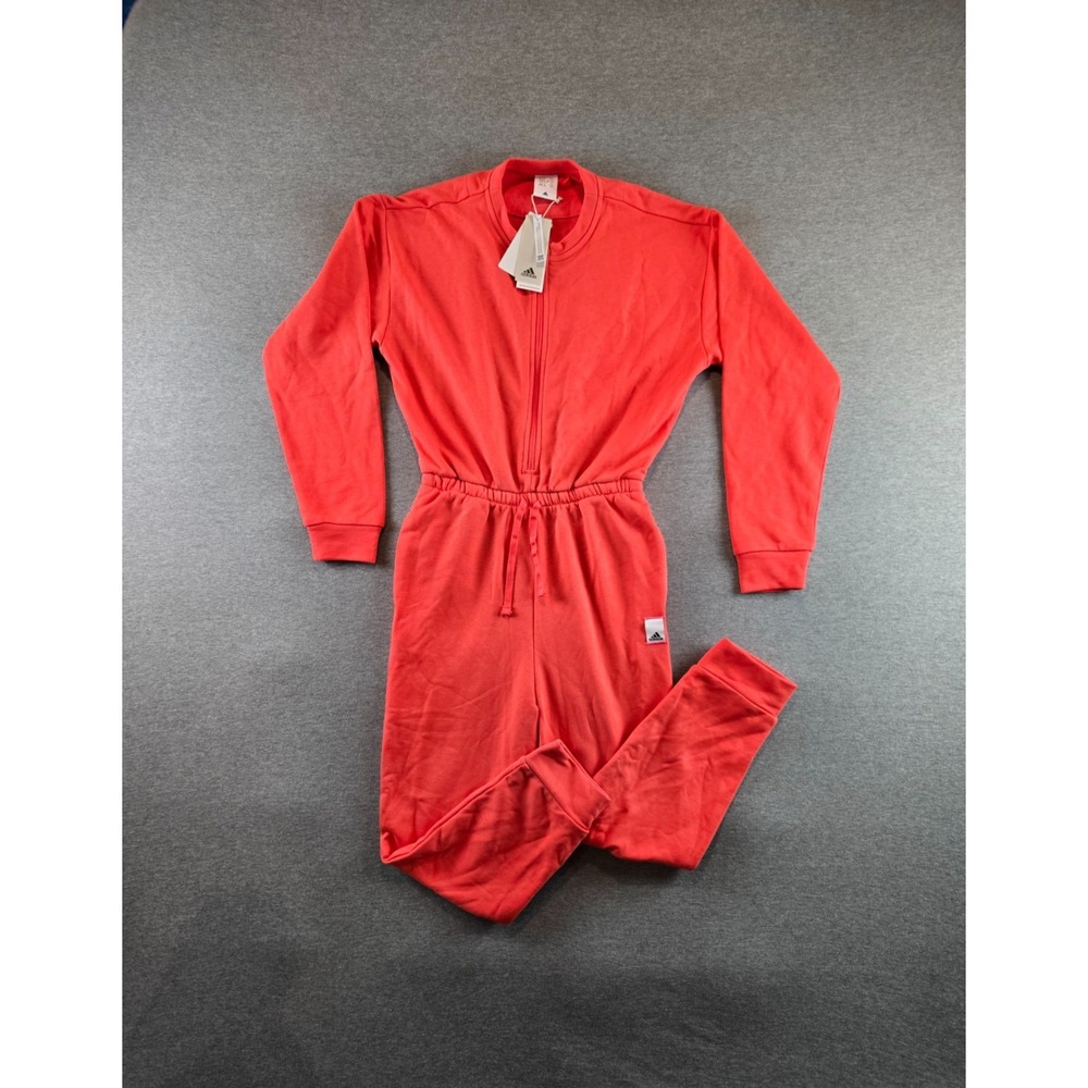 Adidas Valentine's Day Jumpsuit Womens XS Neon‎ Bright Red Heart Jump Suit NWT